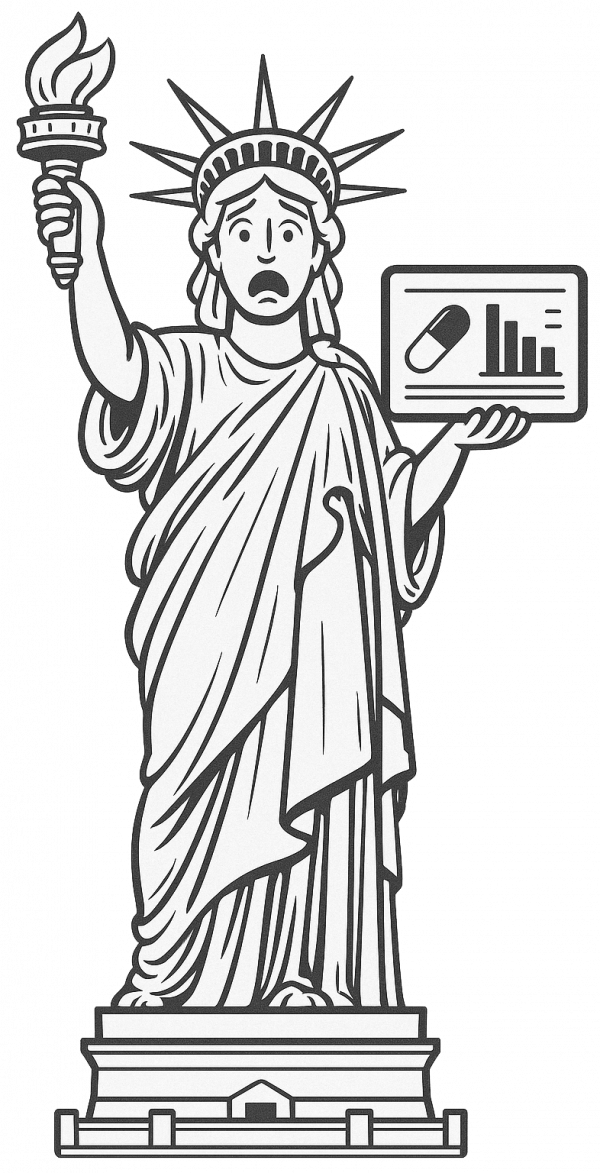 Geschockte Freiheitsstatue